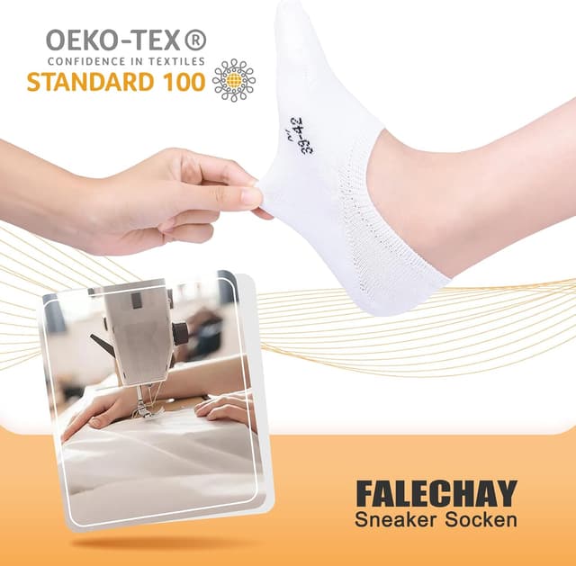Detalle de Falechay Sneaker Socken Füßlinge, 8 Paar No-Show, weich & atmungsaktiv (Schwarz/Weiß/Grau/Hautfarbe) – Größen 35–46