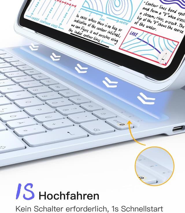 Detalle 2 de Inateck iPad 10. Generation Hülle mit Tastatur (QWERTZ) – Ultraleichtes Setup mit Stifthalter