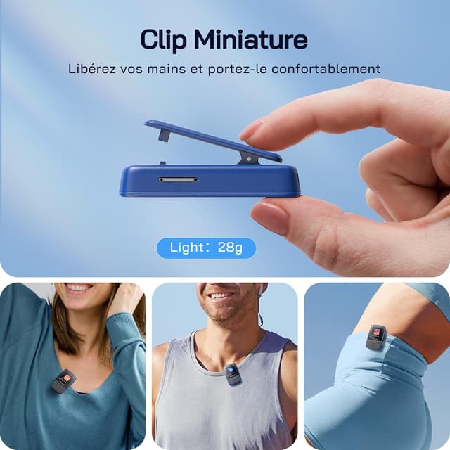 Detalle 2 de Lecteur MP3 WOLFANG WMP01 avec Bluetooth 5.2, 64 Go et clip sport (mini, 28,3 g)