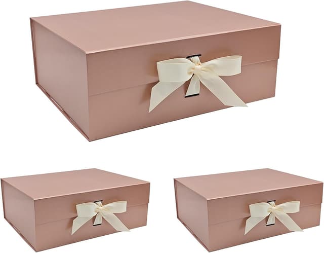 Detalle de Tekhoho 3 Pack Rose Gold Large Gift Box Set with Magnetic Lid