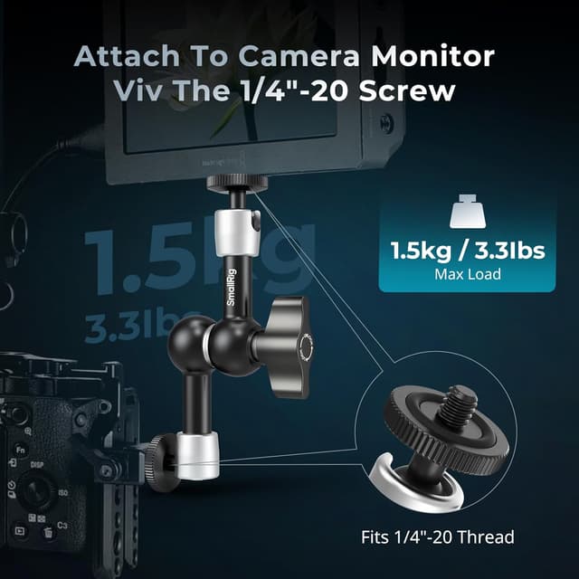 Detalle de SMALLRIG Bras Magique 5,5 pouces (lot de 2) 5316 – support articulé à friction avec filetage 1/4-20