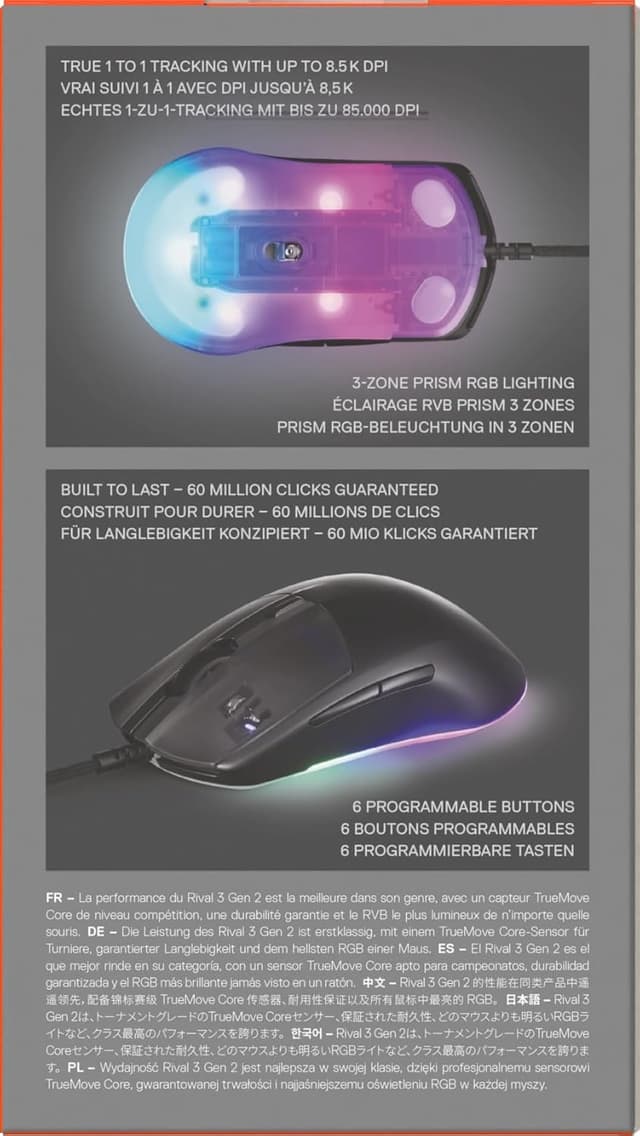 Thumbnail 13 de SteelSeries Rival 3 Gen 2 Ratón Gaming con RGB y 8500 dpi