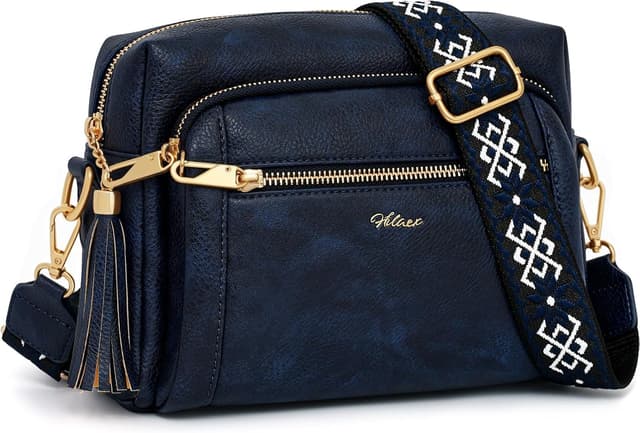 Detalle de HILAEX Umhängetasche Damen mit Anti-Diebstahl, mittelgroß, 4 Fächer und verstellbarem breiten Gurt