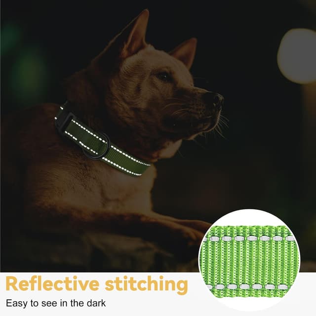 Thumbnail 6 de HEELE collier pour chien réfléchissant en néoprène rembourré ajustable (XS) – Vert gazon