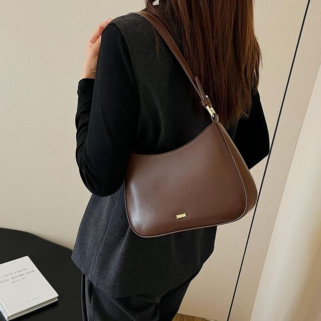 Detalle 2 de Aucuu sac porté épaule en cuir véritable pour femme : fourre-tout rétro décontracté à bandoulière