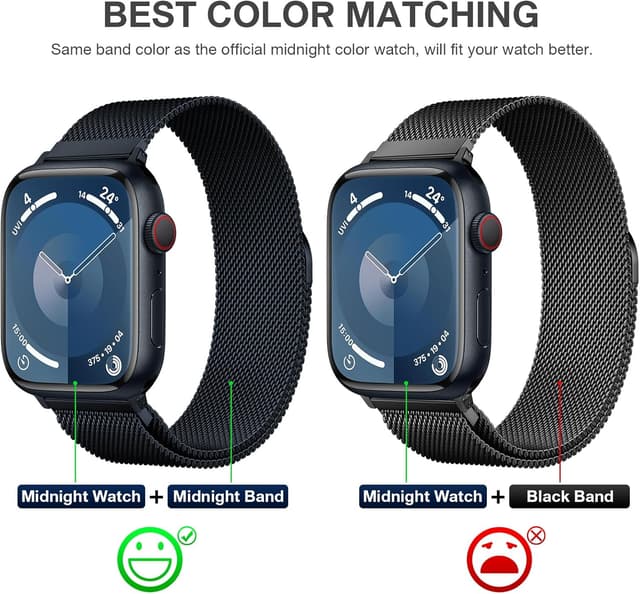 Detalle de Stainless Steel Milanese Loop Magnetic Clasp Apple Watch Band (46mm/44mm/45mm/49mm) — Men & Women