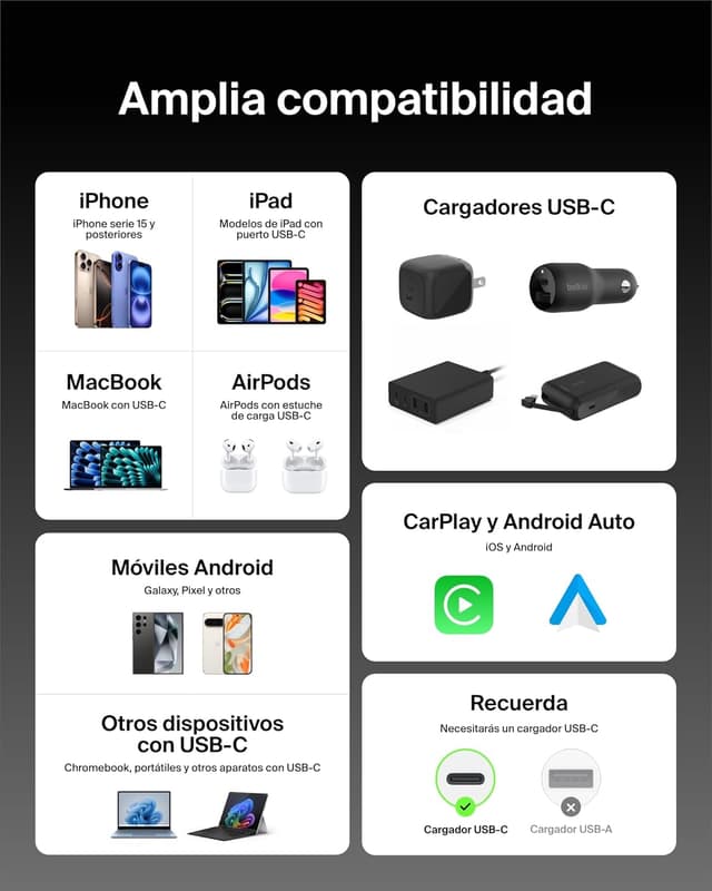 Thumbnail 4 de Belkin Pack de 2 Cables Trenzados USB-C a USB-C 1.5m ⚡