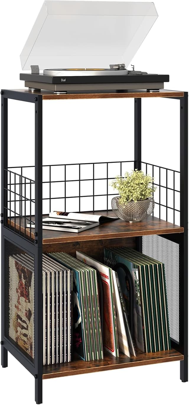 Imagen de Huhote Record Player Stand 3-tier vinyl storage 📀 en OfertitasTOP