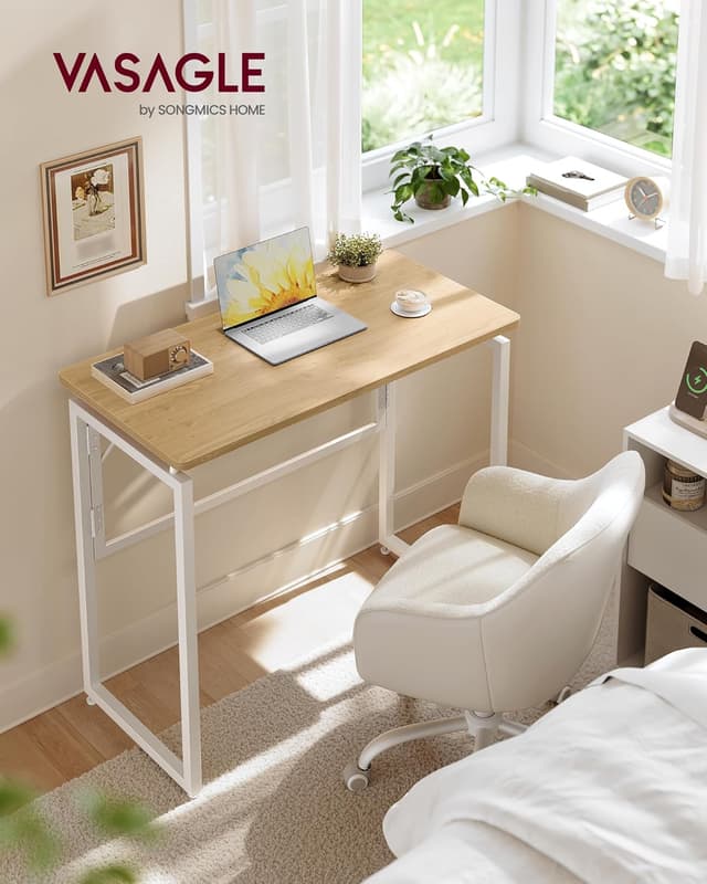 Thumbnail 1 de VASAGLE scrivania pieghevole LWD151YD01 da 80 x 40 cm in rovere naturale, piano unico e angoli arrotondati