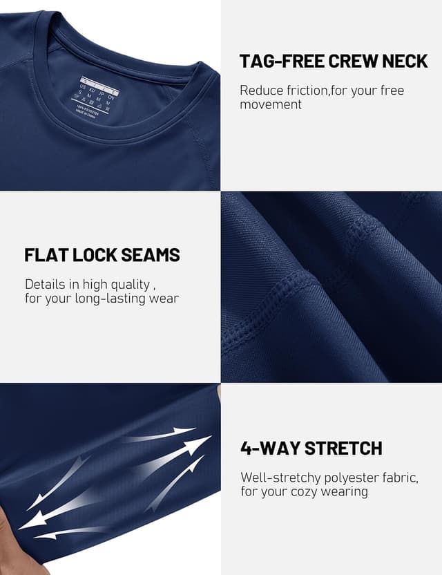 Detalle de TACVASEN Men’s UPF 50+ UV Protection Long Sleeve T-Shirt (Raglan, Lightweight)