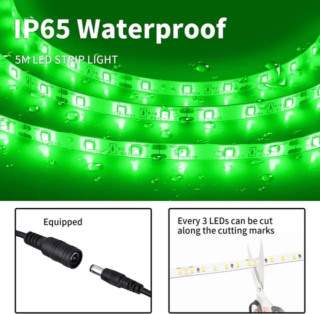 Detalle 1 de ShineBurky Led Strip 5M Verde Autoadhesiva IP65 🟢