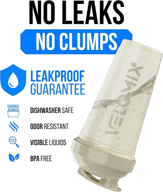 Detalle de VELOMIX 6-Pack 828ml Protein Shaker Bottles with Wire Mixball (BPA-Free, Leak Proof)
