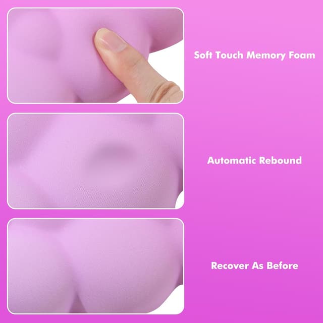 Detalle de MoKoWolke Handgelenkstütze & Tastaturarmrest-Set (rosa) – ergonomische Handballenauflagen für Tastatur und Maus