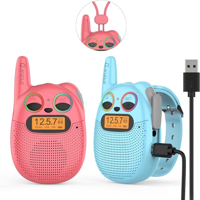 Detalle de Walkie Talkies for Kids by QNIGLO (3-Mile Long Range, 22 Channels) — Rechargeable 2-Way Radios for Ages 3–12