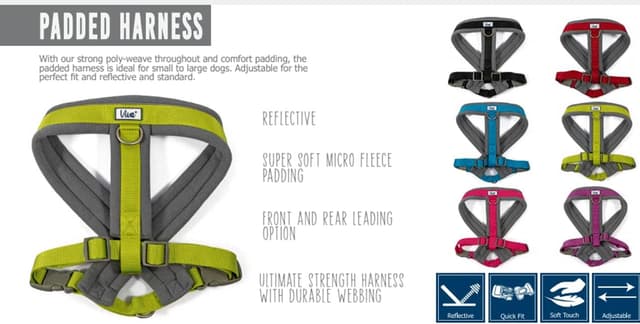 Detalle de Ancol Viva Padded Harness (Black, Size S 36–42cm) with reflective trim