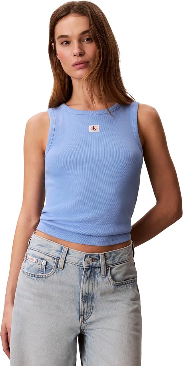 Thumbnail 6 de Calvin Klein Donna Canotta Woven Label Rib con Logo