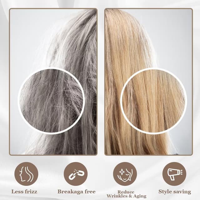 Detalle de Adubor 100% Mulberry Silk Pillowcase (22 Momme) with Hidden Zipper, Queen Size, Ivory White – 1pc