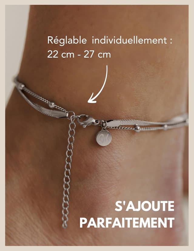 Detalle 2 de GD GOOD.designs Bracelet cheville réglable 22–27 cm 🦶