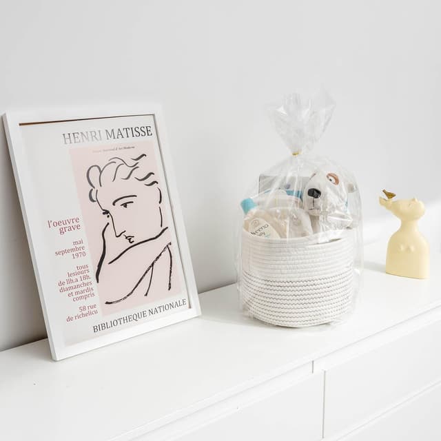 Detalle de TIMEYARD Aufbewahrungskorb aus Baumwolle, geflochten – kleiner Regalkorb für Kinderzimmer & Büro (D24 x H18 cm)