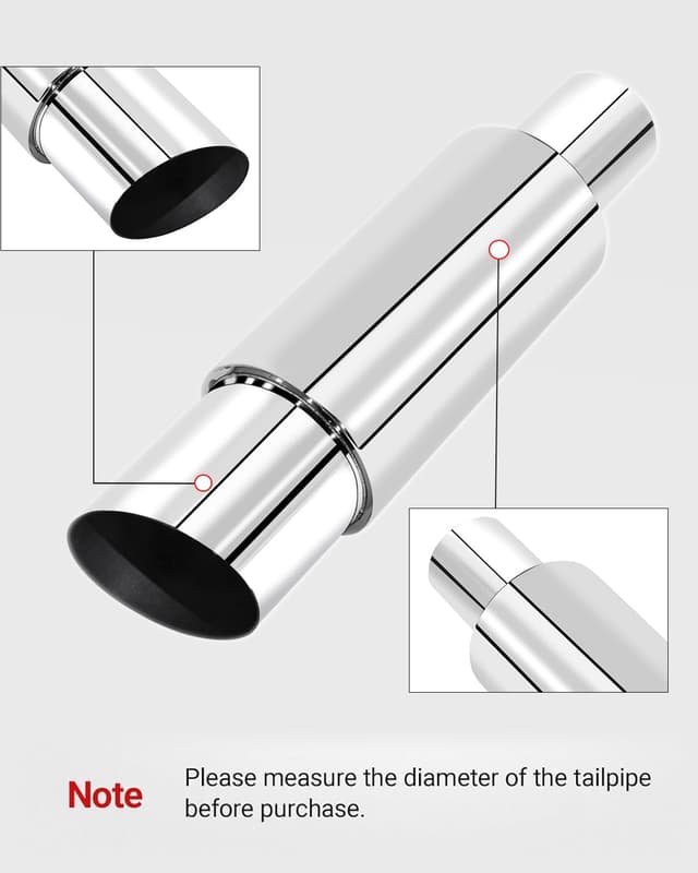 Detalle de Bielpord Universal Car Exhaust Muffler Tips, 15" Length, 2" Inlet / 3.5" Outlet, Polished Stainless Steel