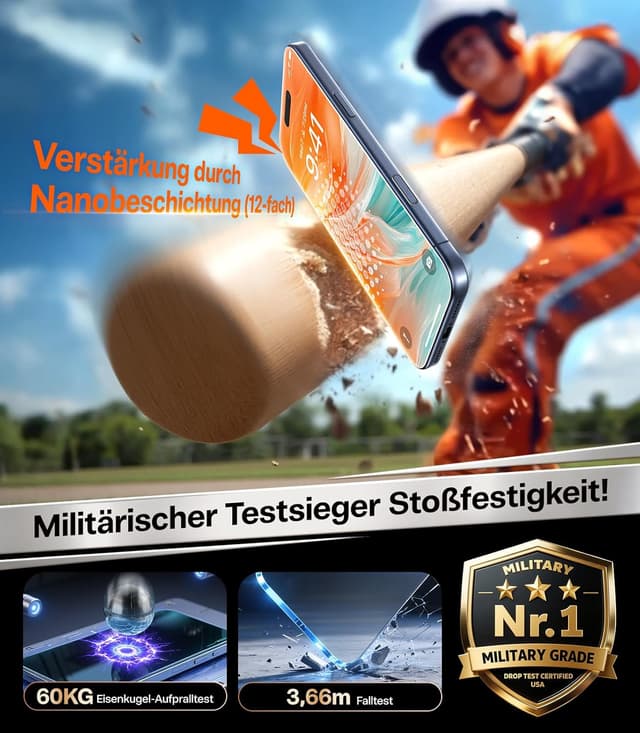 Detalle de TORRAS Präzise 9H+ Privacy Panzerglas für iPhone 17 Pro mit Sichtschutz (Full Screen, 0 Blasen, 2 Stück)