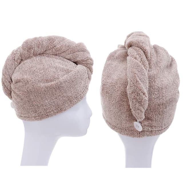 Detalle de M-bestl Haarhandtuch/Turban mit Knöpfen – Mikrofaser-Set zum schnellen Trocknen, 2er-Pack