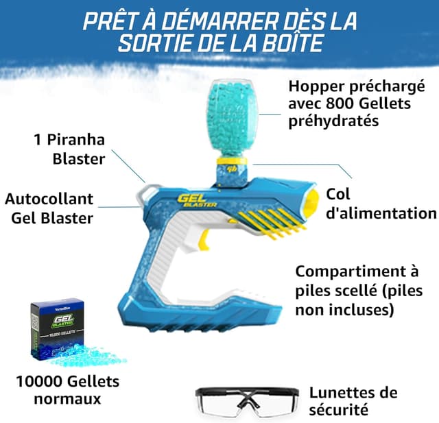 Detalle 2 de Gel Blaster Piranha — pistolet à billes d’eau résistant aux éclaboussures (jouet pour 14 ans et plus)