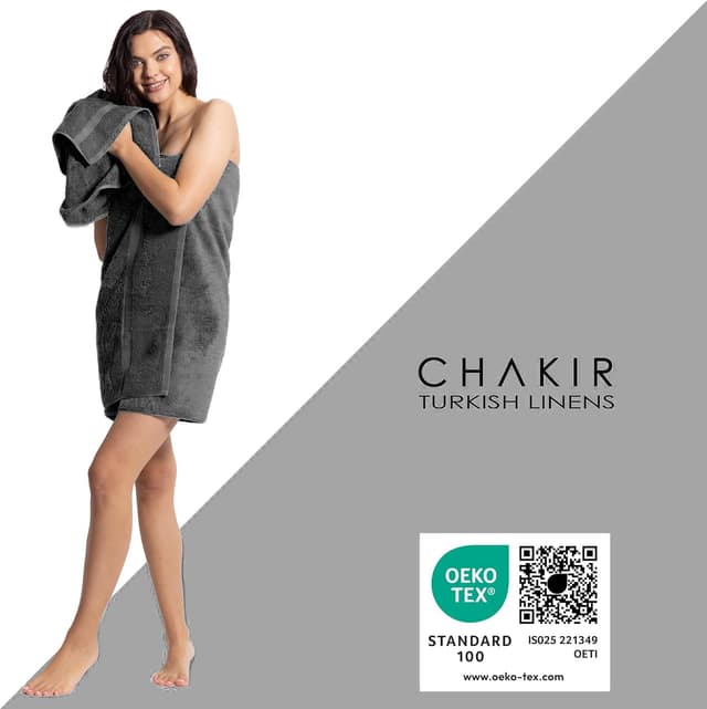Detalle de Chakir Turkish Linens Hotel & Spa Quality 100% Cotton Premium Turkish Towels, Dark Gray (8-Piece Set)