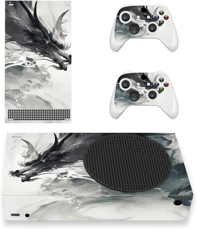 Detalle de playvital Custom Vinyl Skins for Xbox Series S (Ink Spirit Dragon) – console skin & controller wrap decals