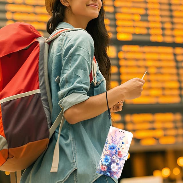 Thumbnail 6 de ChoosEU Klapphülle für Samsung Galaxy A56 5G mit Kartenfach und Klappständer – Blumen-Motiv