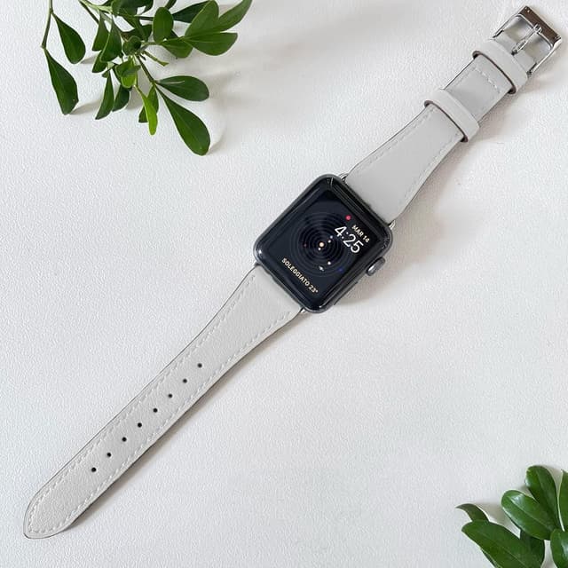 Detalle 1 de AoYi Italian Genuine Leather Straps for Apple Watch (Cowhide leather, square stainless-steel buckle)