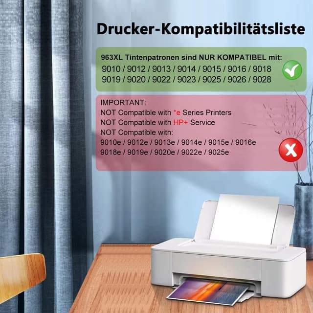 Detalle de KERFOINK 963XL Multipack (4er-Pack) kompatible Patronen für HP 963 / 963XL – für HP OfficeJet Pro 9010 bis 9026