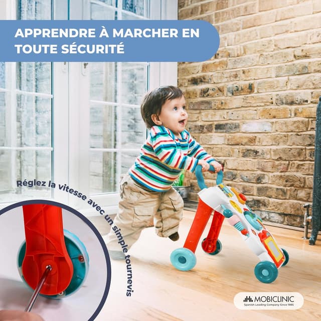 Detalle de Mobiclinic Chariot de marche bébé avec musique, lumières et vitesse réglable (dès 6 mois)
