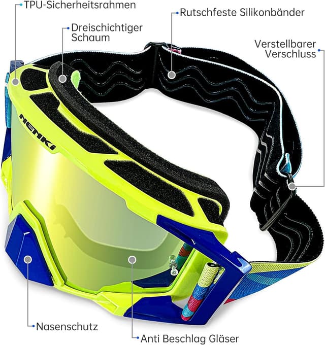 Detalle de NENKI Motocross Brille mit Nasenschutz