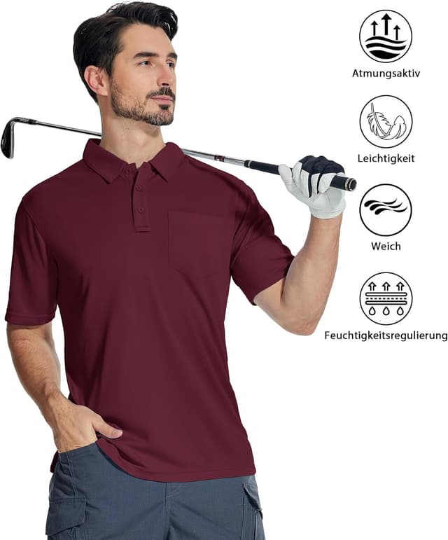 Detalle de SwissWell 2 pezzi polo uomo manica corta traspirante per golf e tennis