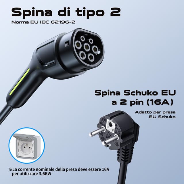 Thumbnail 4 de Colonnina Ricarica Auto Elettrica 3.6KW Tipo 2 Schuko