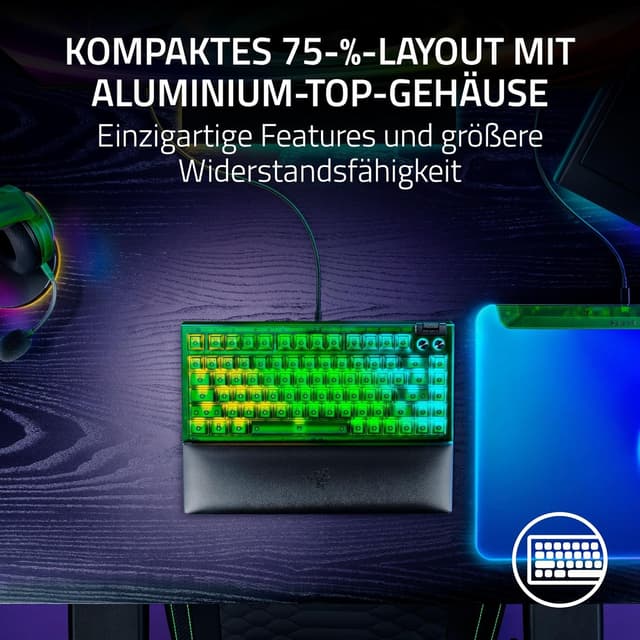 Detalle de Razer BlackWidow V4 75% Phantom Green Edition
