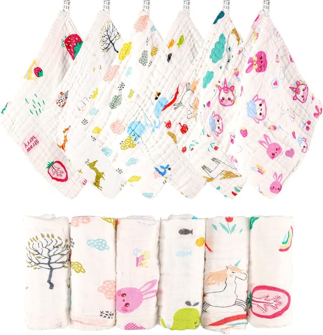 Detalle de Lanjue Muslin Baby Washcloths 12x12 inch