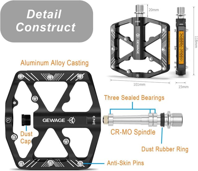 Detalle 1 de GEWAGE Fahrradpedale 9/16 Zoll mit Reflexen