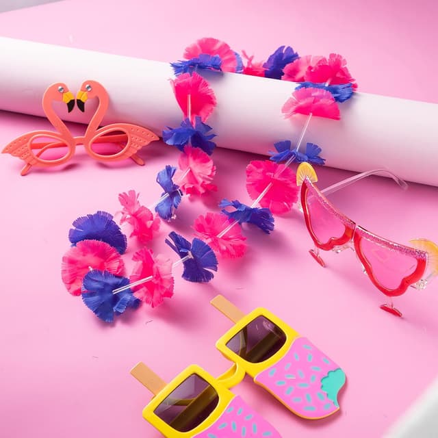 Detalle 2 de JOYIN Luau-Partybrillen & Hawaii-Leis im Set (12-teilig) – tropische Deko für Sommer- und Strandfeste