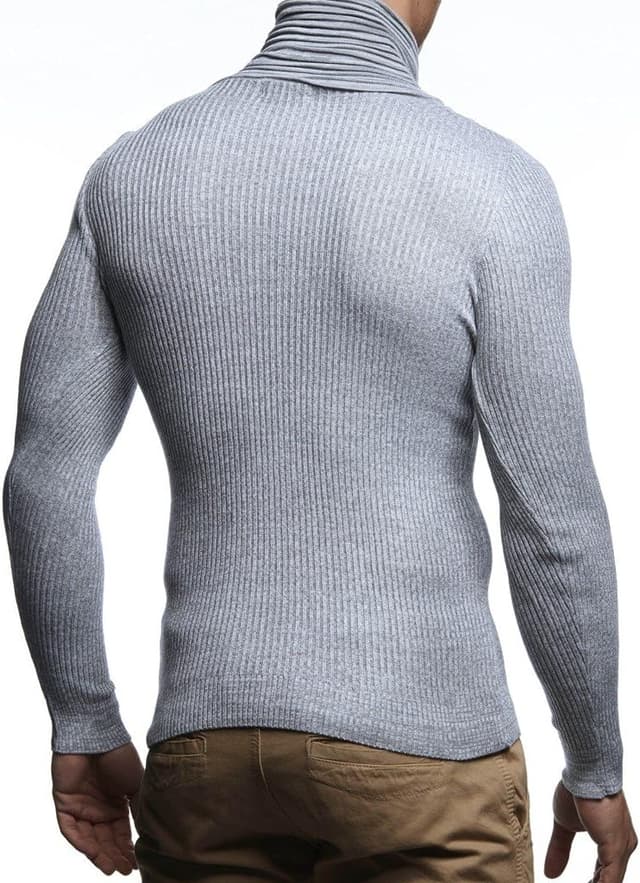 Detalle de Pull Leif Nelson en tricot à col châle pour homme LN1535, coupe ajustée