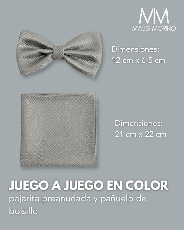 Detalle 2 de Massi Morino Pajarita ajustable 34–51 cm con pañuelo