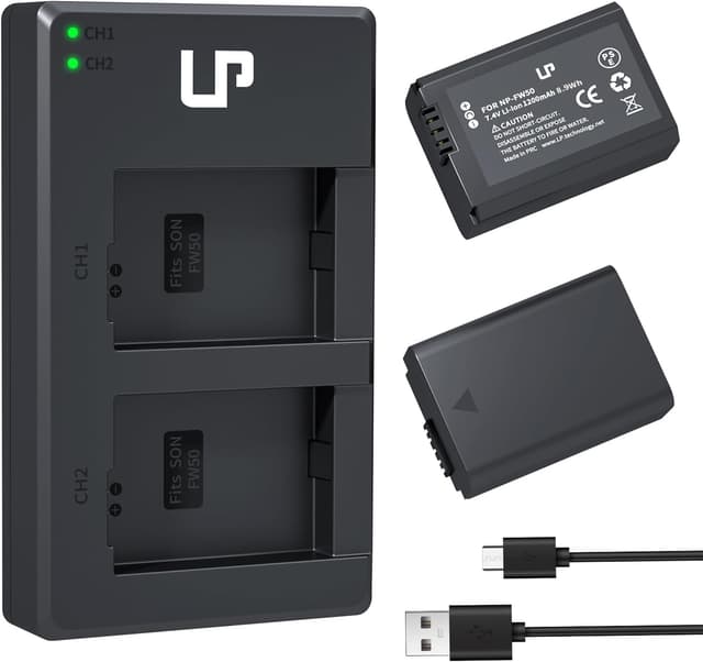 Detalle de LP NP-FW50 LP Battery Charger Set (2-Pack) with Dual Charger for Sony Alpha Cameras