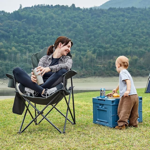 Detalle 2 de EVER ADVANCED Luxus Campingstuhl faltbar mit hoher Rückenlehne, bis 160 kg Belastbarkeit