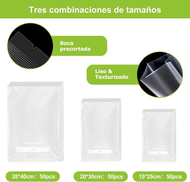 Thumbnail 3 de Bonsenkitchen VB3215 bolsas vacío 150 unidades