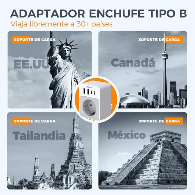 Detalle de TESSAN Adaptador Enchufe USA 1875W