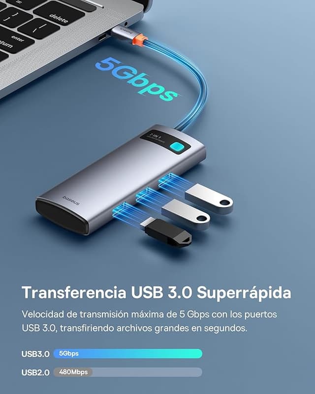 Thumbnail 4 de Baseus Hub USB C 7 en 1 — HDMI 4K@60Hz, PD 100W