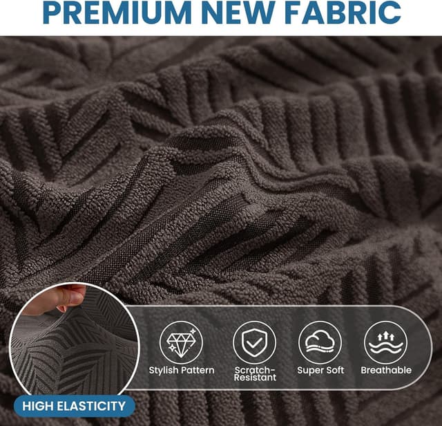 Detalle de Ystyle Copridivano 4 posti con braccioli elasticizzato marrone, antiscivolo e anti-graffio