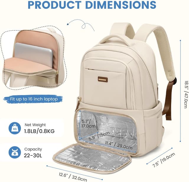 Detalle 2 de GOLF SUPAGS Lunch Rucksack mit isoliertem Lunchbox-Fach und Laptopfach (bis 16 Zoll)