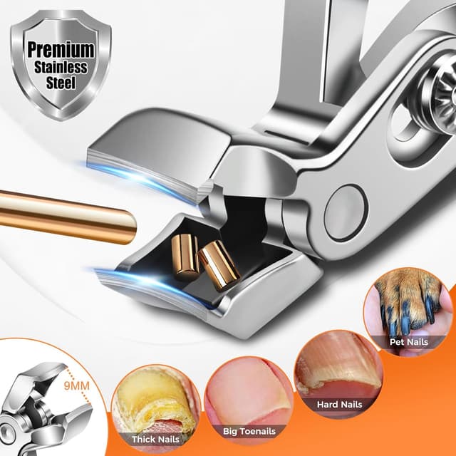 Detalle de Nail Clippers Zehennagelknipser-Set für Senioren mit abgewinkeltem Kopf und Auffangbehälter (5-teilig)